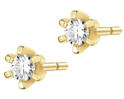 Apart Kolczyki z żółtego złota z brylantami - 0,11 ct - próba 585< Kolczyki Z Diamentami