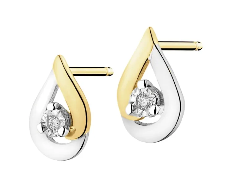 Apart Kolczyki z żółtego złota z brylantami - 0,01 ct - próba 375