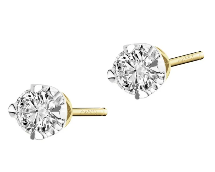 Discount Apart Kolczyki z żółtego złota z brylantami - serca - 0,24 ct - próba 585