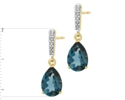 Apart Kolczyki z żółtego złota z brylantami i topazami London Blue - próba 585