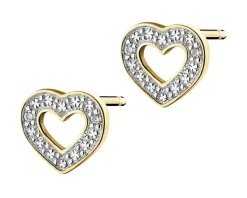 Hot Apart Kolczyki z żółtego złota z brylantami - serca - 0,01 ct - próba 375