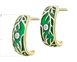 New Apart Kolczyki z żółtego złota z brylantami i emalią - 0,03 ct - próba 375