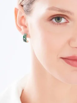 New Apart Kolczyki z żółtego złota z brylantami i emalią - 0,03 ct - próba 375