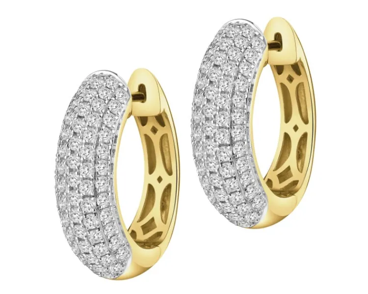 Outlet Apart Kolczyki z żółtego złota z brylantami laboratoryjnymi - koła - 1,26 ct - próba 585