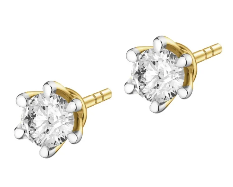 New Apart Kolczyki z żółtego złota z brylantami laboratoryjnymi - 0,31 ct - próba 585