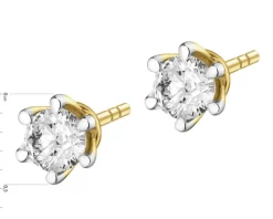 New Apart Kolczyki z żółtego złota z brylantami laboratoryjnymi - 0,31 ct - próba 585