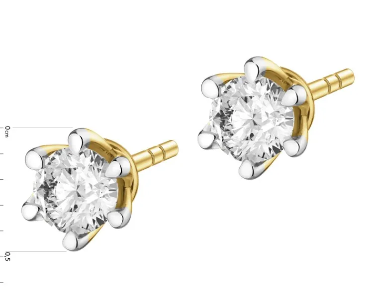 New Apart Kolczyki z żółtego złota z brylantami laboratoryjnymi - 0,31 ct - próba 585