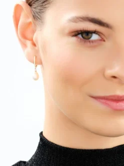 Best Apart Kolczyki z żółtego złota z brylantami i perłami - próba 585