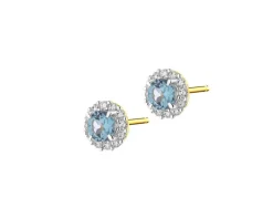 Hot Apart Kolczyki z żółtego złota z brylantami i topazami London Blue - próba 585