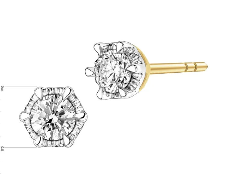 New Apart Kolczyki z żółtego złota z brylantami - 0,25 ct - próba 585
