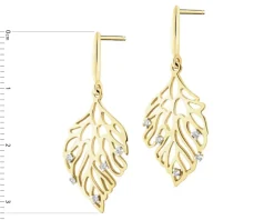 Apart Kolczyki z żółtego złota z brylantami - liście - 0,08 ct - próba 585< Kolczyki Z Diamentami