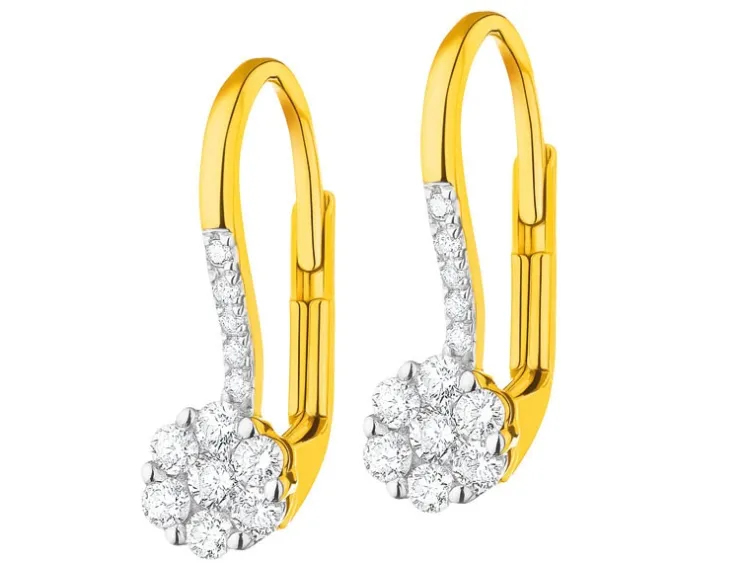 Outlet Apart Kolczyki z żółtego złota z brylantami - 0,32 ct - próba 585