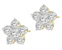 Apart Kolczyki z żółtego złota z brylantami laboratoryjnymi - kwiaty - 0,96 ct - próba 585< Wszystkie