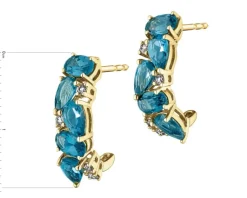 Outlet Apart Kolczyki z żółtego złota z brylantami i topazami London Blue - próba 585