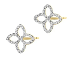 Apart Kolczyki z żółtego złota z brylantami - kwiaty - 0,19 ct - próba 585< Wszystkie