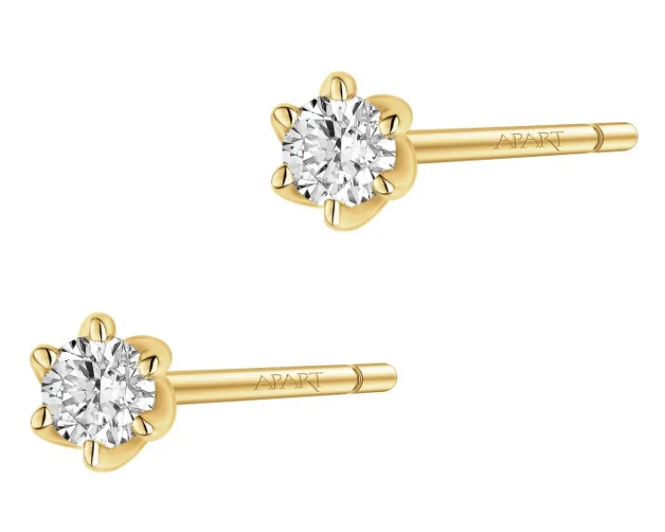 Best Apart Kolczyki z żółtego złota z brylantami - 0,20 ct - próba 585