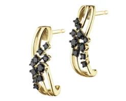 New Apart Kolczyki z żółtego złota z czarnymi brylantami - 0,33 ct - próba 585