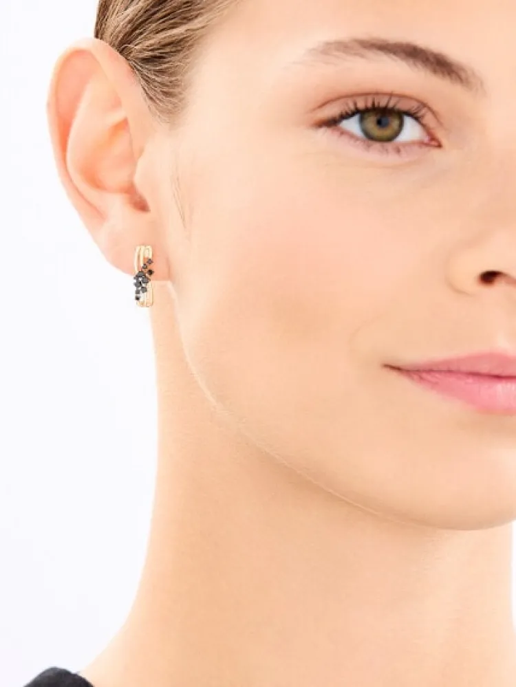 New Apart Kolczyki z żółtego złota z czarnymi brylantami - 0,33 ct - próba 585