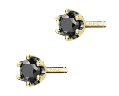 New Apart Kolczyki z żółtego złota z czarnymi brylantami - 0,16 ct - próba 375
