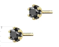 New Apart Kolczyki z żółtego złota z czarnymi brylantami - 0,16 ct - próba 375