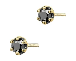 Apart Kolczyki z żółtego złota z czarnymi brylantami - 0,22 ct - próba 585< Wszystkie