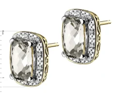 Apart Kolczyki z żółtego złota z diamentami i topazami białymi - próba 585< Kolczyki Z Diamentami