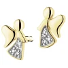 New Apart Kolczyki z żółtego złota z diamentami - aniołki - 0,005 ct - próba 585