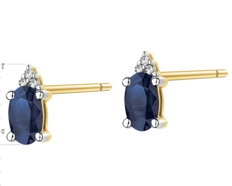 Best Apart Kolczyki z żółtego złota z diamentami i szafirami - próba 375