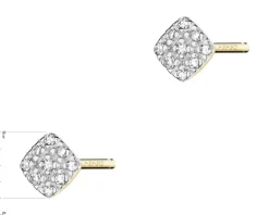Outlet Apart Kolczyki z żółtego złota z diamentami - kwadraty - 0,05 ct - próba 375