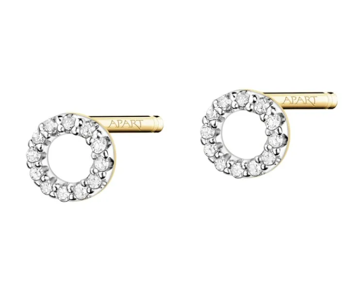 Apart Kolczyki z żółtego złota z diamentami - koła - 0,05 ct - próba 375< Kolczyki Z Diamentami