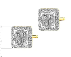 Hot Apart Kolczyki z żółtego złota z diamentami - kwadraty - 0,44 ct - próba 585