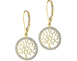 Clearance Apart Kolczyki z żółtego złota z diamentami - drzewka - 0,07 ct - próba 585