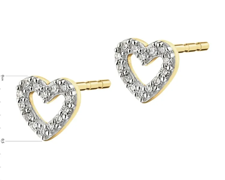 Apart Kolczyki z żółtego złota z diamentami - serca - 0,04 ct - próba 375< Kolczyki Z Diamentami