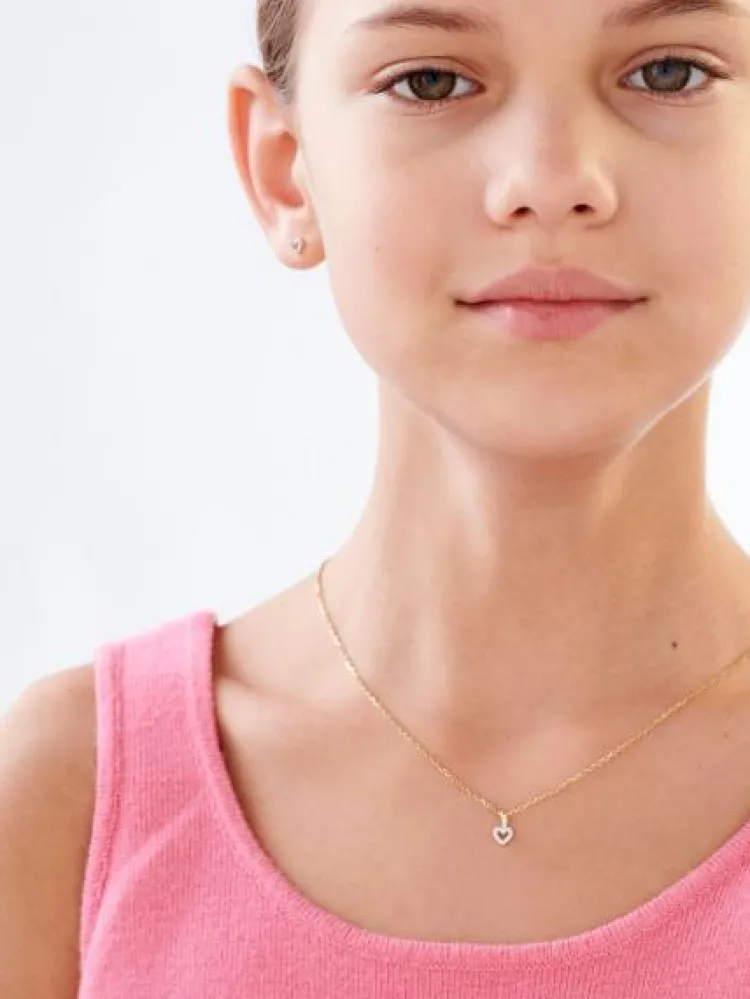 Apart Kolczyki z żółtego złota z diamentami - serca - 0,04 ct - próba 375< Kolczyki Z Diamentami