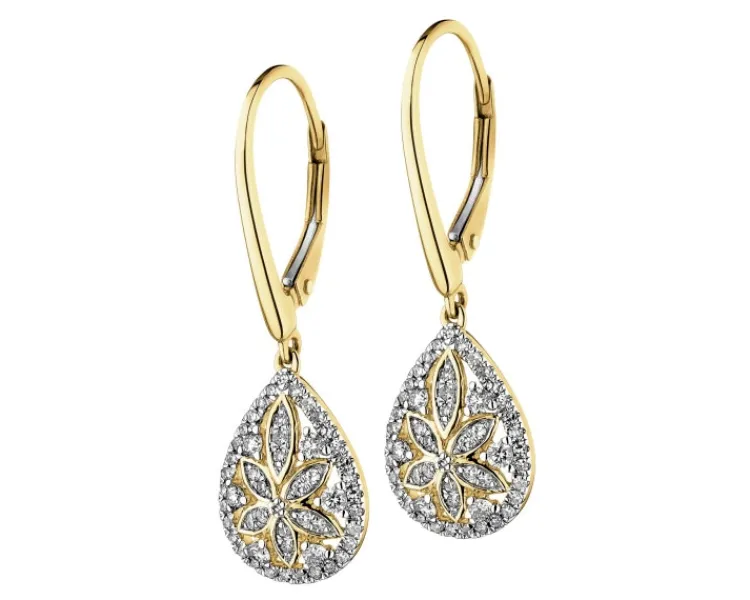 Discount Apart Kolczyki z żółtego złota z diamentami - 0,44 ct - próba 585