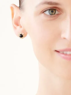 Best Apart Kolczyki z żółtego złota z diamentami i onyksami - próba 585