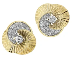 Outlet Apart Kolczyki z żółtego złota z diamentami - kwiaty - 0,11 ct - próba 585