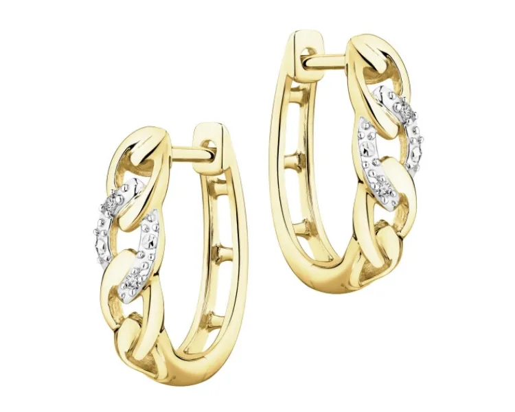 Sale Apart Kolczyki z żółtego złota z diamentami - 0,01 ct - próba 375