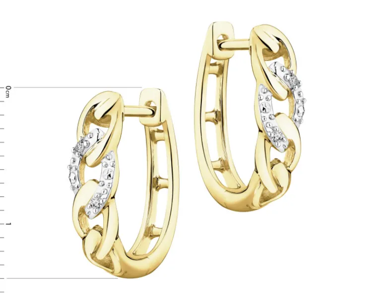 Sale Apart Kolczyki z żółtego złota z diamentami - 0,01 ct - próba 375