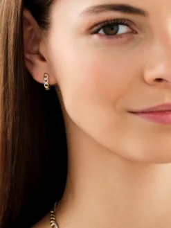 Sale Apart Kolczyki z żółtego złota z diamentami - 0,01 ct - próba 375