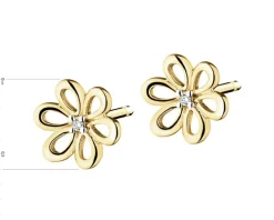 Online Apart Kolczyki z żółtego złota z diamentami - kwiaty - 0,01 ct - próba 375