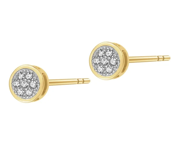 Discount Apart Kolczyki z żółtego złota z diamentami - 0,05 ct - próba 585