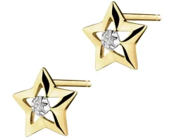 Online Apart Kolczyki z żółtego złota z diamentami - gwiazdy - 0,01 ct - próba 375