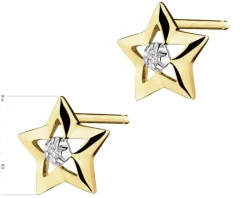 Online Apart Kolczyki z żółtego złota z diamentami - gwiazdy - 0,01 ct - próba 375