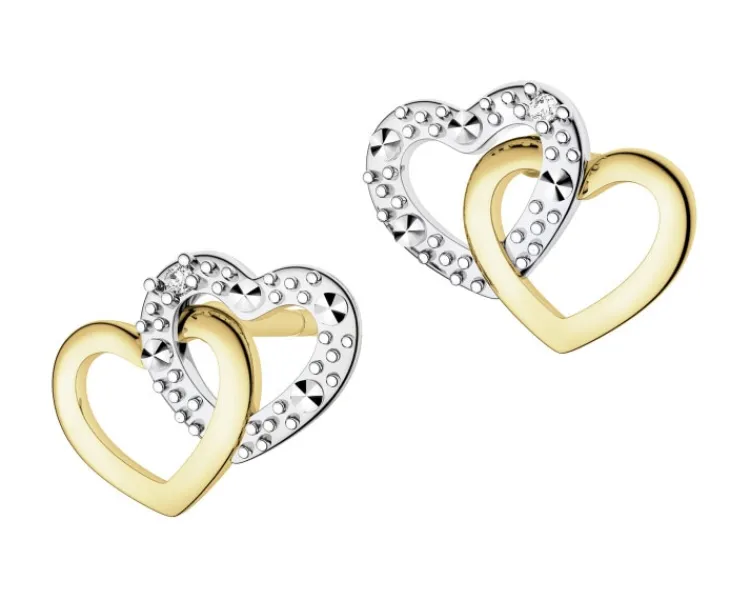 Apart Kolczyki z żółtego złota z diamentami - serca - 0,006 ct - próba 375< Wszystkie