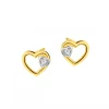 Outlet Apart Kolczyki z żółtego złota z diamentami - serca - 0,01 ct - próba 585