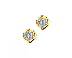 Sale Apart Kolczyki z żółtego złota z diamentami - 0,06 ct - próba 375