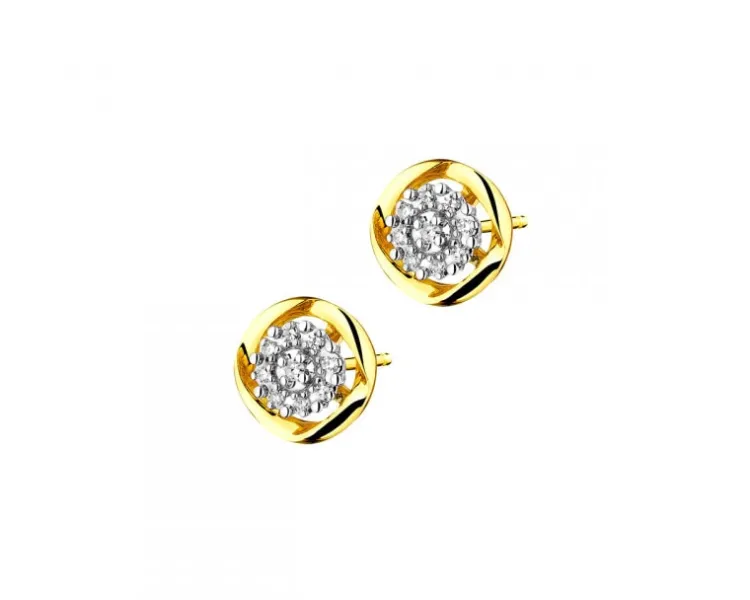 Sale Apart Kolczyki z żółtego złota z diamentami - 0,06 ct - próba 375