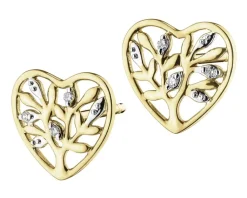 Apart Kolczyki z żółtego złota z diamentami - serca, drzewka - 0,01 ct - próba 585< Wszystkie