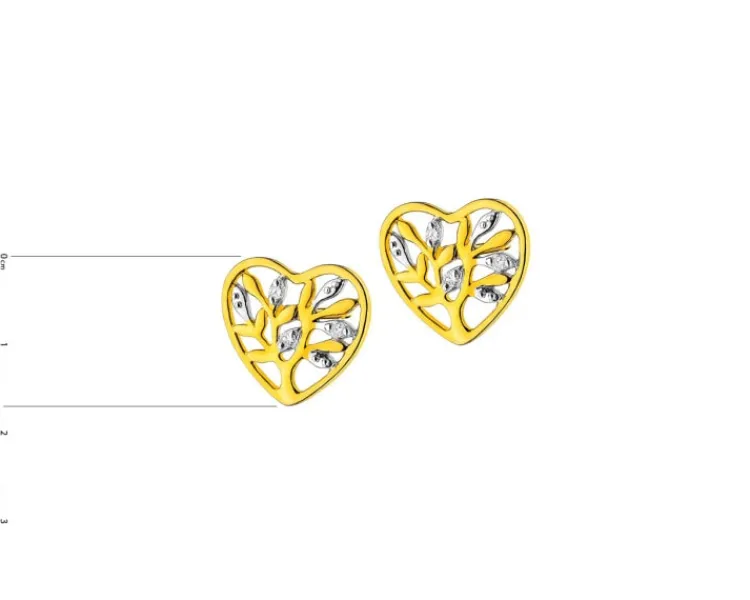 Apart Kolczyki z żółtego złota z diamentami - serca, drzewka - 0,01 ct - próba 585< Wszystkie